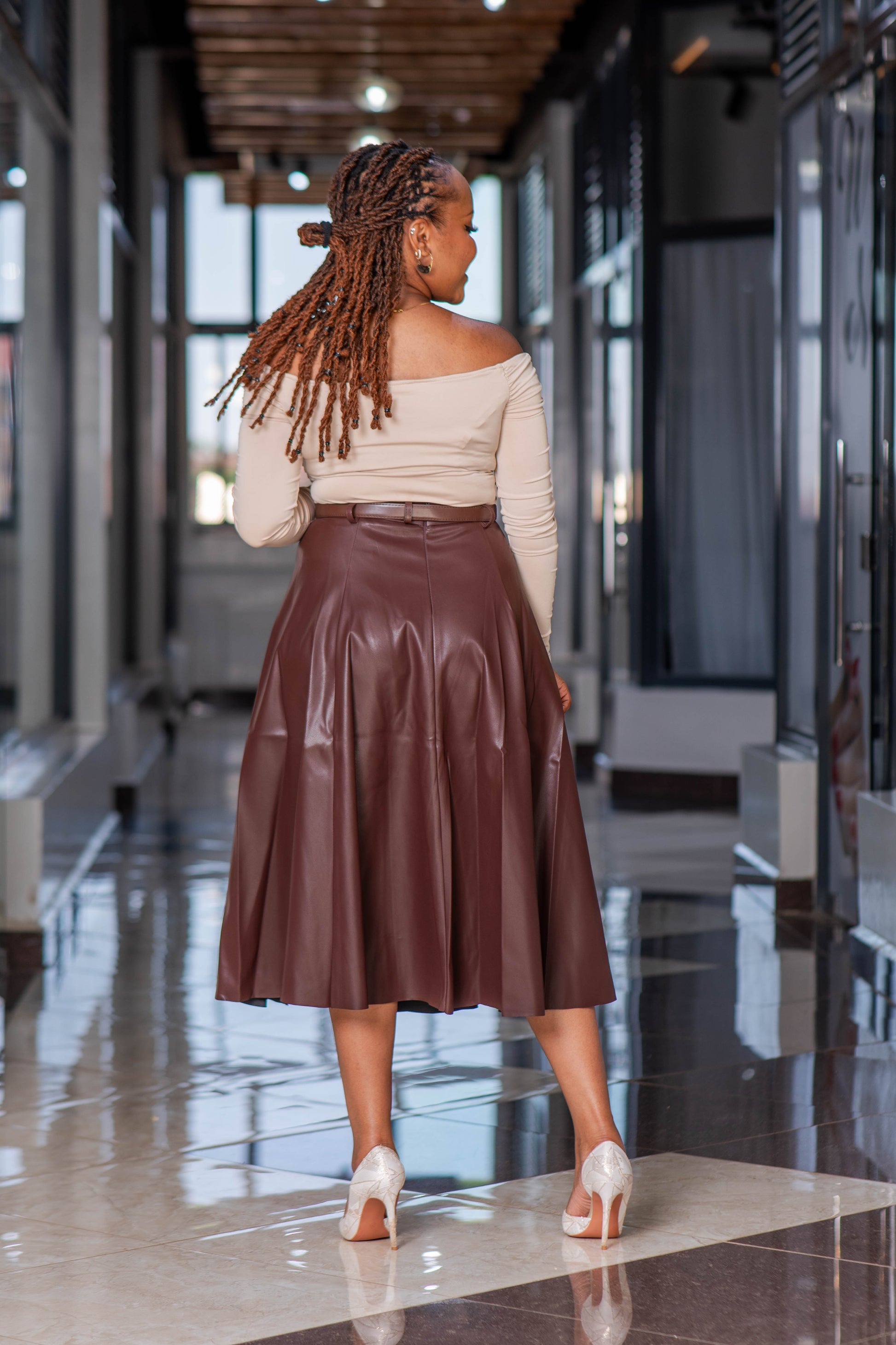 A-LINE LEATHER SKIRT